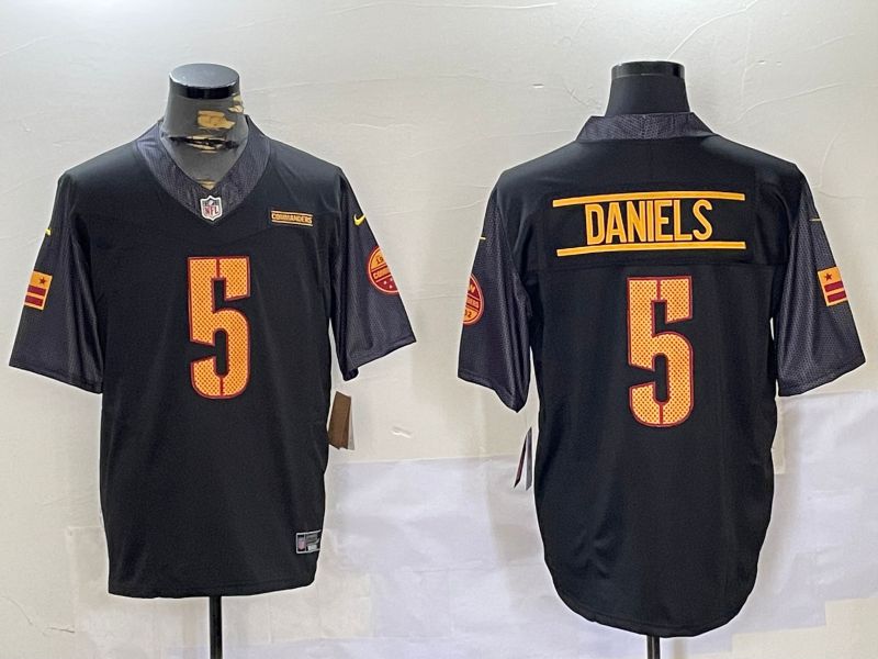 Men Washington Commanders 5 Daniels Black 2024 Nike Limited NFL Jersey style 1